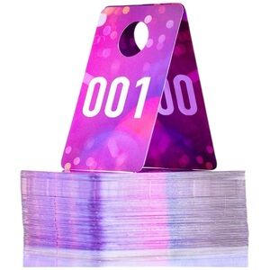 AIKESIWAY Live Sale Plastic Number Tags Reversible Mirror 1–100 Pink Spots